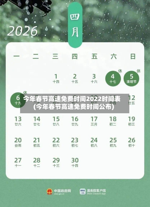 今年春节高速免费时间2022时间表(今年春节高速免费时间公布)